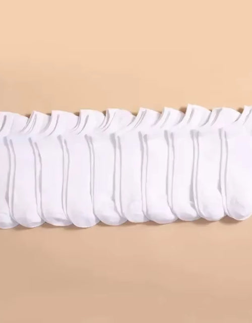 Load image into Gallery viewer, 10 Pairs Men Socks Breathable Sports Socks Solid Color Boat Socks Comfortable Cotton Ankle Socks White Black
