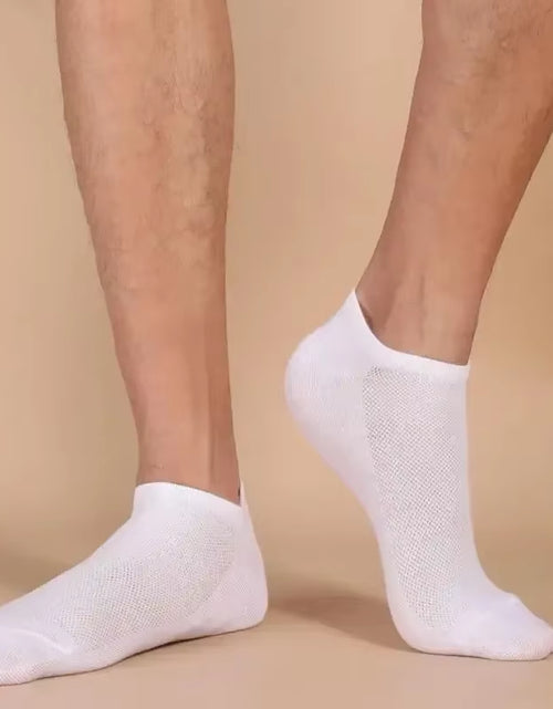 Load image into Gallery viewer, 10 Pairs Men Socks Breathable Sports Socks Solid Color Boat Socks Comfortable Cotton Ankle Socks White Black
