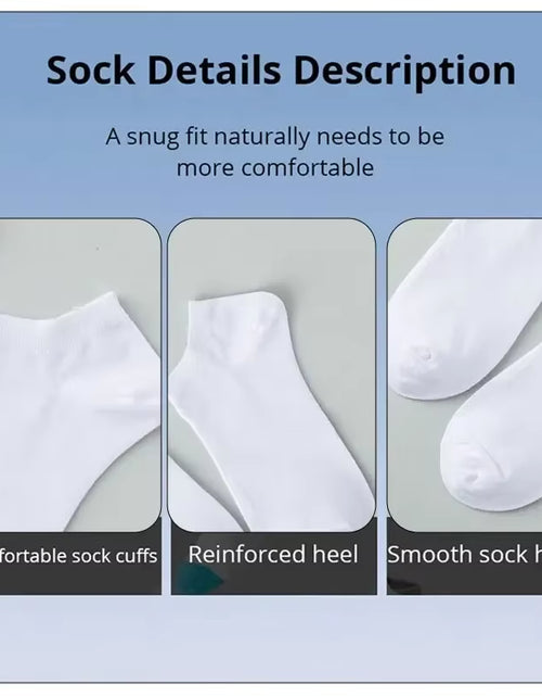 Load image into Gallery viewer, 10 Pairs Men Socks Breathable Sports Socks Solid Color Boat Socks Comfortable Cotton Ankle Socks White Black

