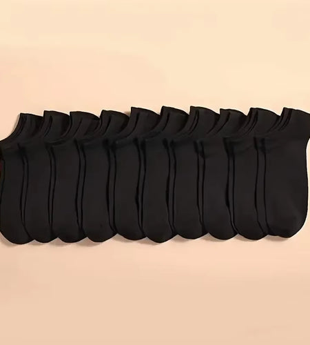 10 Pairs Men Socks Breathable Sports Socks Solid Color Boat Socks Comfortable Cotton Ankle Socks White Black